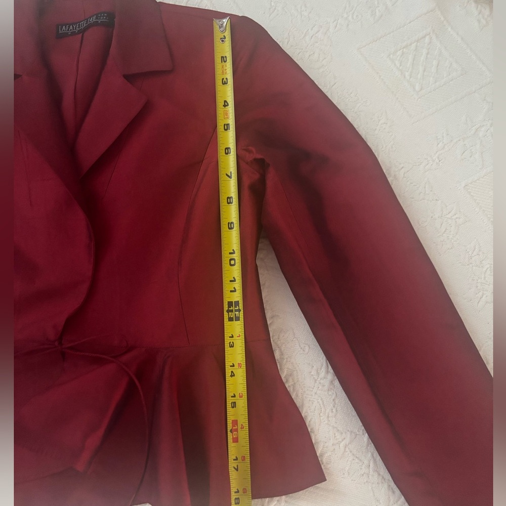 Lafayette 148 New York Deep Red Silk Blazer - Picture 5 of 11